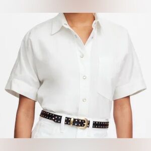 Madewell| Denim Short-Sleeve Shirt in Pure White